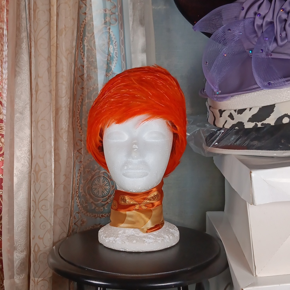 AS•HRO Orange Feathers Ring Hat